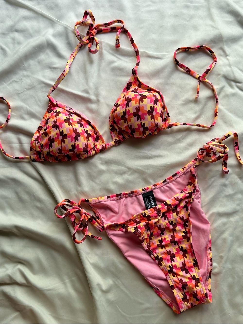 Hurley Pink Floral Tie-Side Bikini Set